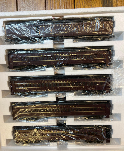 MTH Premier Pennsylvania Railroad PRR passenger car 5-car set O SCALE Like New