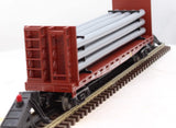 MTH Railking 30-76690 Western Maryland Flat Car - w/Bulkheads & Pipe Load O SCALE Like New