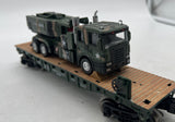 Menards 279-3964  US ARMY MILITARY FLATCAR W/ARMY TRUCK & HIMARS O SCALE Used Excellent