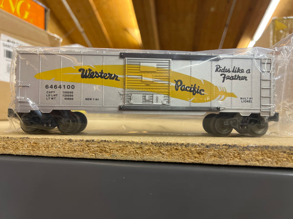 Lionel 6-19259 Western Pacific 6464 series box car silver with yellow feather O scale NEW