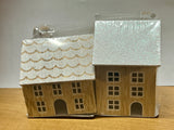 WH01 Set of Two Sealed Wood Christmas Houses 3-4.5 in tall  NEW