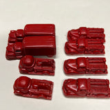 Lot of 6 1.5-2 in red plastic vintage cars