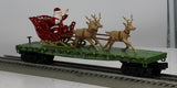 MTH Railking 30-76741 Christmas RailKing Flat Car w/LED Lights Santa Sleigh & Reindeer green O SCALE Like New