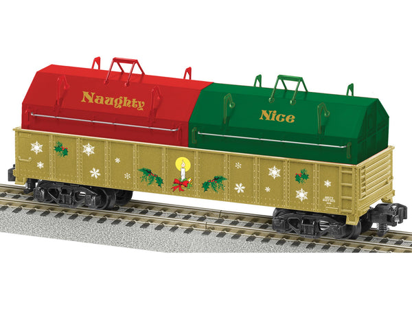 Lionel 6-48572 NAUGHTY OR NICE GONDOLA WITH COIL COVERS S SCALE NEW