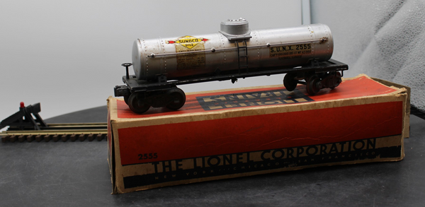 Lionel Postwar 2555 Sunoco METAL Tank Car with Flying Shoes O SCALE Used Excellent Damaged Box