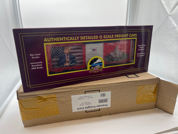 MTH Premier 20-93886 40 Box Car Donald Trump Drain the Swamp Boxcar (rare limited edition ) O SCALE NEW