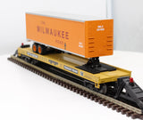 MTH Premier 20-98129 Milwaukee Road Flat Car w/ 40' Trailer O SCALE Like New