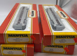 Mantua 4PRRMAN Set of 4 Manuta Pennsylvania PRR Silver/ red passenger cars HO SCALE Like New as is cosmetically