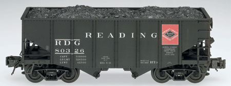Atlas 6755-7 READING RDG Anthracite Coal 55 Ton Fish Belly Hopper 3 RL O Scale NEW