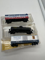Set of 3 Assorted Freight Cars 004 -- B&O Sentinel, GATX, State of maine-- N SCALE  Used Excellent