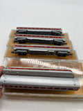 Minitrix Set of 5 Santa Fe ATSF Passenger cars silver/ red N SCALE Used Excellent Damaged Box