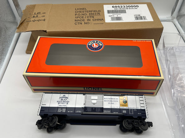 Lionel 6-52330 Baltimore and Ohio Railroad B&O Museum fundraiser boxcar #021703 O SCALE NEW