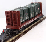 MTH Railking 30-76603 Pennsylvania Flat Car - w/Bulkheads & LCL Containers O SCALE Like New