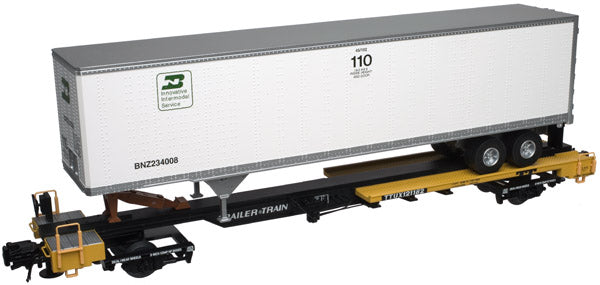 Atlas 6957-2 Burlington Northern/ TTX Front Runner & 45' Pines Trailer 3 RL O SCALE NEW