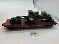 Lionel 6-17518 Pennsylvania PRR Flatcar #9823 with 2 Corgi Mack AEC trucks O SCALE NEW