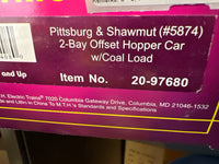 MTH PREMIER 20-97680 PITTSBURG SHAWMUT 2 BAY OFFSET COAL HOPPER CAR o scale Like New