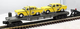 MTH 30-7625 Flat Car w/2 yellow 1959 Taxis O Scale Used No Box