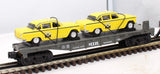 MTH 30-7625 AUTO TRANSPORT FLAT CAR W/ERTL TAXI CAR NO. 1959 RailKing O Scale Like New