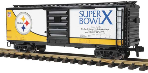 MTH RailKing 70-74073 Pittsburgh Steelers G Gauge 40' Box Car. Limited  NEW