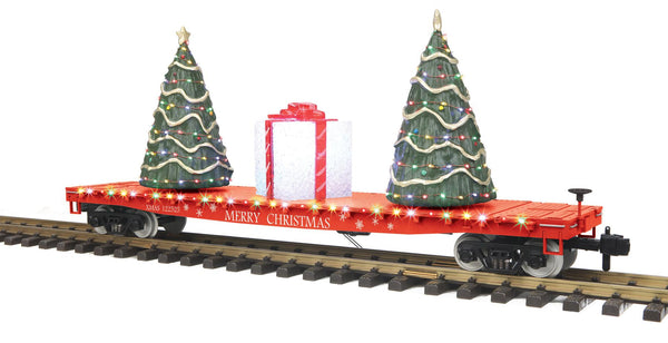 MTH 70-76073 RailKing One Gauge Christmas Flat Car w/Lighted Christmas Trees limited G SCALE NEW