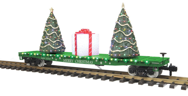 MTH 70-76074 RailKing One Gauge Christmas Flat Car w/Lighted Christmas Trees limited G SCALE NEW
