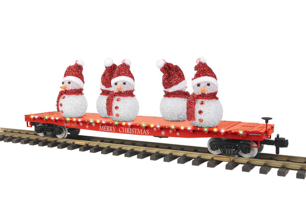 MTH 70-76076 RailKing One Gauge Christmas Flat Car w/Lighted Snowmen limited G SCALE NEW