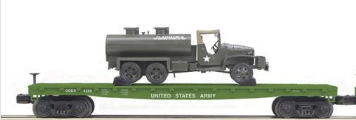 MTH Railking 30-70104A  US Army Flat Car With a 6x6 Tank Truck O SCALE NEW