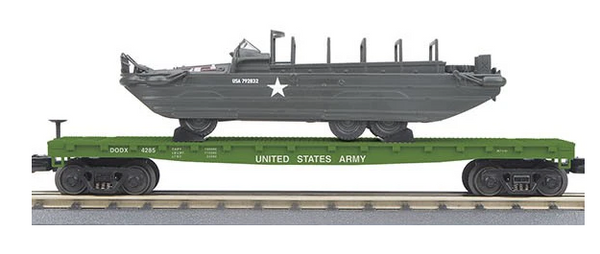 MTH Railking 30-70105D U.S. Army Flatcar w/GMC Duck  O SCALE NEW