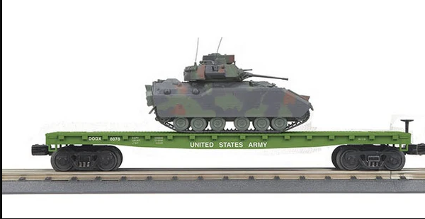 MTH Railking 30-70110C U.S. Army Flat Car w/Bradley Fighting Vehicle O SCALE NEW