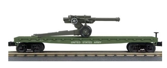 MTH Railking 30-7099C U.S. Army Flat Car with 105mm Howitzer O SCALE NEW