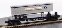 MTH Railking 30-7633 Baltimore & Ohio Flat Car w/ trailer O SCALE NEW