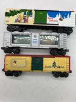 Assorted 3XMAS01 Set of 3 Christmas Cars Lionel MTH Various Years O SCALE Used Excellent No Box