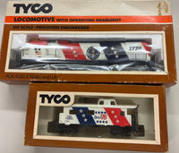 HO Scale Bargain Engine 36: Tyco 244 Bicentennial Diesel Engine with Caboose Used VG