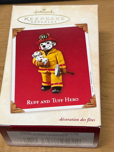 Hallmark 2003 Ruff and Tuff Hero, Fire Fighters Dalmatian Ornament  Like New