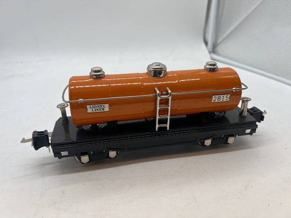 MTH Tinplate 11-70007  O Gauge Tinplate Orange w/ Nickel 2815 Oil Tank Car o scale Like New No Box