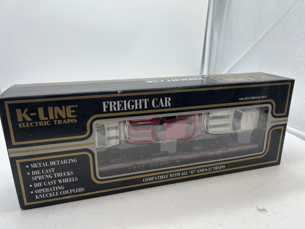 K-Line k691-1051  ATSF Scale Flat w/3 die cast 57 Corvettes O SCALE NEW