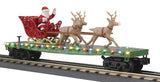 MTH 30-76860 Santa Sleigh & Reindeer-- Christmas (Green) Flatcar with LED Lights