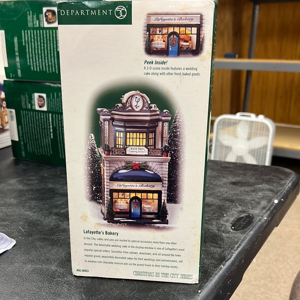 Department 56 Christmas in the City series 56.58953 Lafayette Bakery Damaged Box