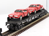 MTH Railking 30-7639 Auto Transportation Flat Car w/1968 GTO Color- Red O SCALE Like New