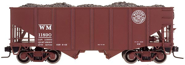 Atlas 6756-2 WESTERN MARYLAND WM  Early 55 Ton Fish Belly Hopper 3 RL O Scale NEW