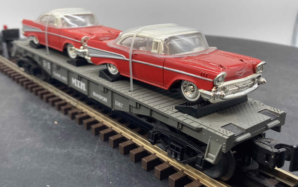 MTH Railking 30-7610 MTH w/57 Chevys RailKing Flat Car Scale O SCALE NEW