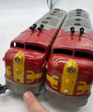 Marx Vintage Postwar Santa Fe Train Set -- 1095 AA, 2 x 3152 Passenger Cars, 3197 Observation car O SCALE Used No Box as is final sale