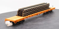 MTH Premier 20-95147 Norfolk Southern 60' Flat Car w(4) ScaleTrax 10" Straights O SCALE Like New Damaged Box