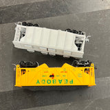 Set of 2 Hopper Cars 1 Die Cast 1 Peabody with Load HO SCALE used