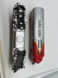 Lionel Postwar 2343P 2343T Santa Fe F-3  Diesel Locomotives set (1 pwd) with screens &  1 original box, 1 wrong box O SCALE Used Damaged Box