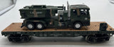 Menards 279-3964  US ARMY MILITARY FLATCAR W/ARMY TRUCK & HIMARS O SCALE Used Excellent