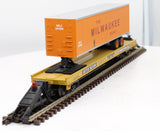 MTH Premier 20-98129 Milwaukee Road Flat Car w/ 40' Trailer O SCALE Like New