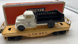 Lionel  POSTWAR  6151 Range Patrol Truck On Flat Car CREAM O Scale Used Damaged Box