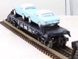 MTH 30-7617 MTH Auto Transport Flat Car with 2 Ertl '64 Mustangs RailKing O Scale Used