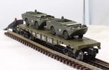 MTSI USAX-39163 Flat Car w/2 Amphibious ARMY Vehicles O SCALE Like New Damaged Box